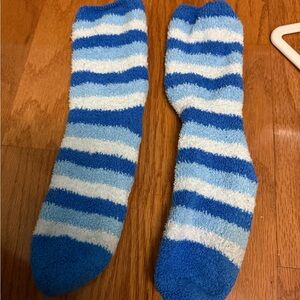 Blue and White Striped Woman’s  Socks